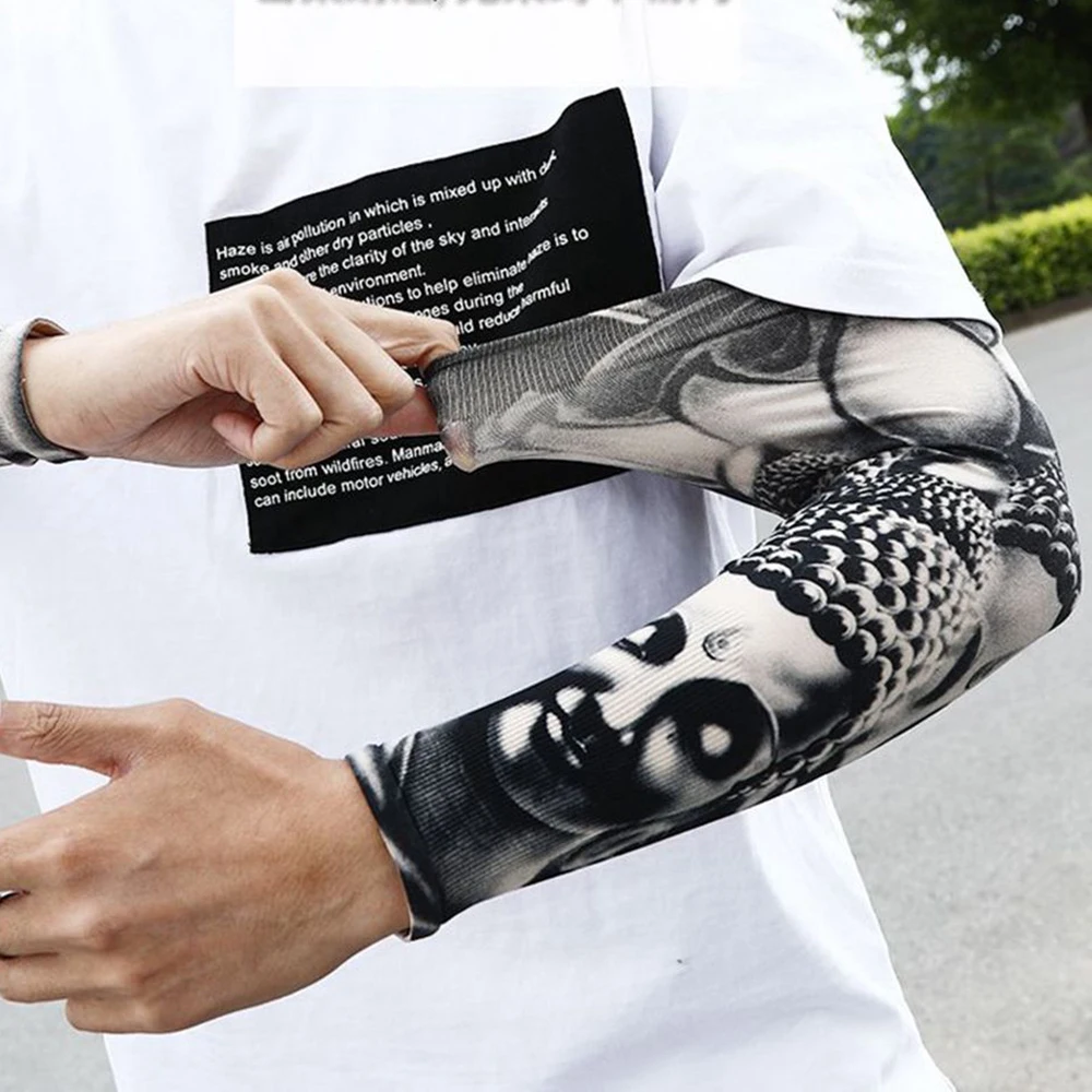 New Summer Tattoo Sleeves Ice Silk Golf Sports Sun-proof Cycling Men Cool Personalized Driving Women Fishing Elastic Arm Warmer