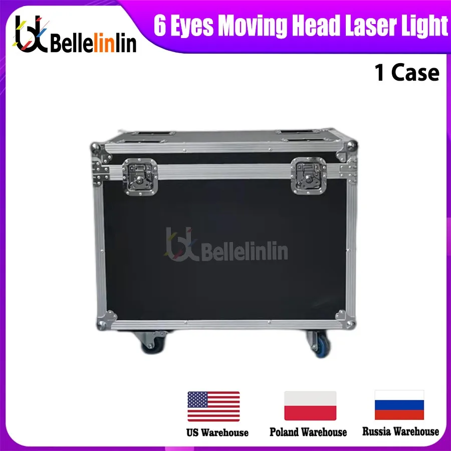 

No Tax 1x Flycase For 6 Eyes Moving Head Laser Light Stage Light Effect DMX512 For Club KTV Disco DJ Party Lighting Pattern