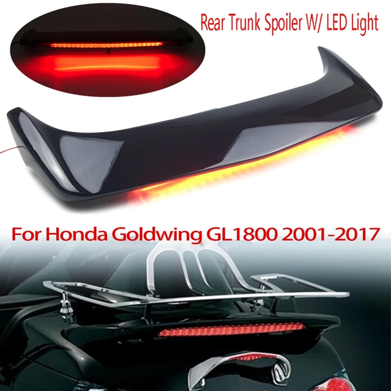 

Motorcycle Rear Trunk Spoiler With LED Light Lens For Honda Goldwing GL1800 2001-2017 LED Brake Light