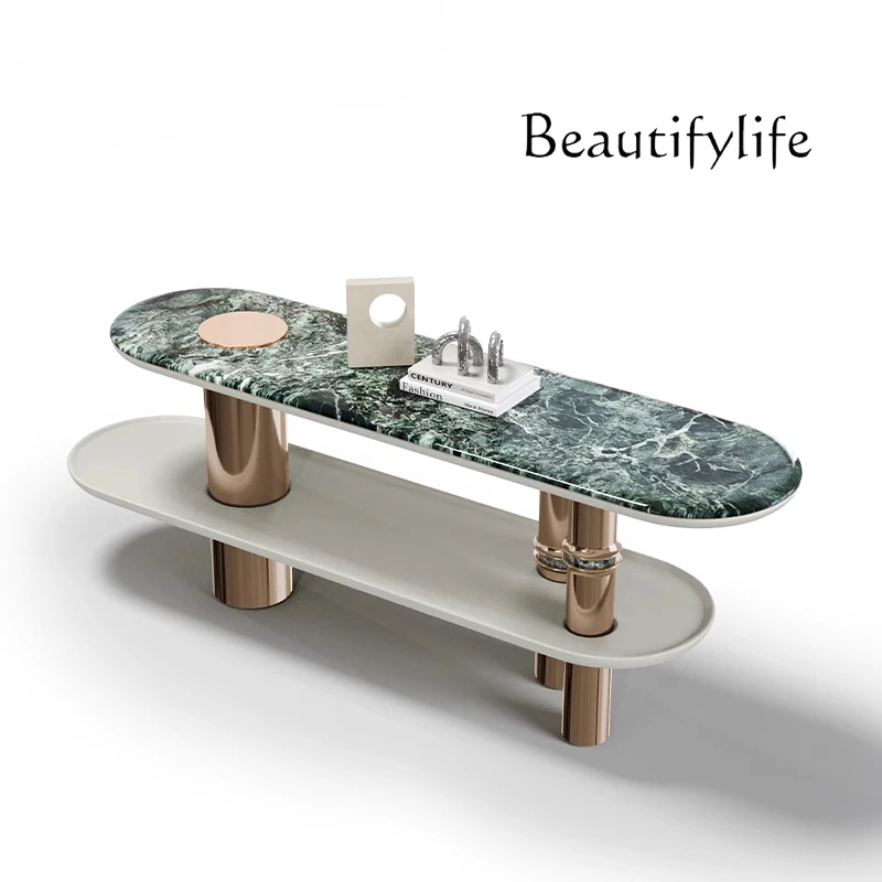 light luxury/green natural luxury stone/original high-end marble double-layer sofa side cabinet