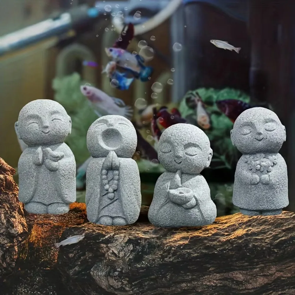 Japanese Style Miniature Buddha Statue Handmade Cute Little Monks Figurine Exquisite Zen Garden Ornament Outdoor