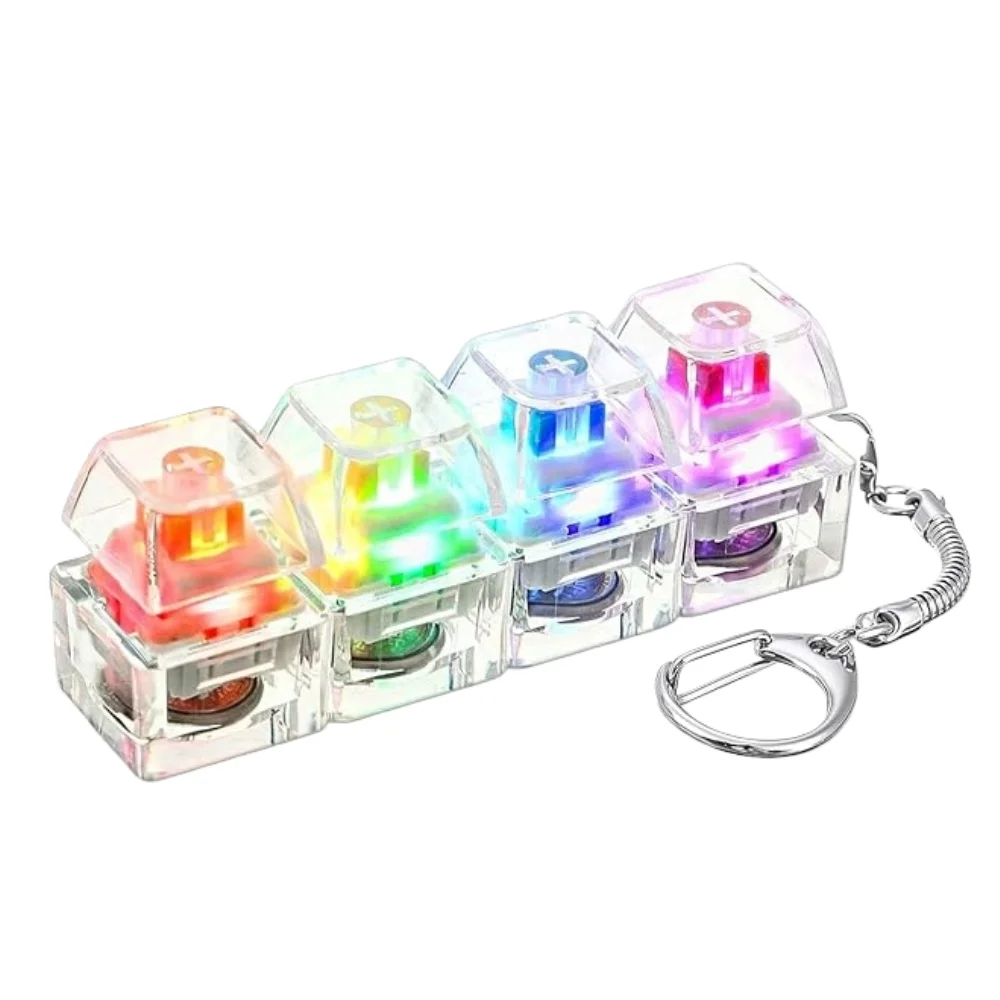 1PC Light Up Keyboard-sleutelhanger Stressverlichting Klikbaar LED-knopspeeltje voor mensen met angst Bureaubladaccessoire
