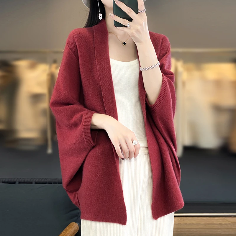 Spring Women New 100% Wool Warm Shawl Casual Soft Cardigan Autumn Winter Solid Fashion Knit Shawl Female Mujer Bufanda Cape