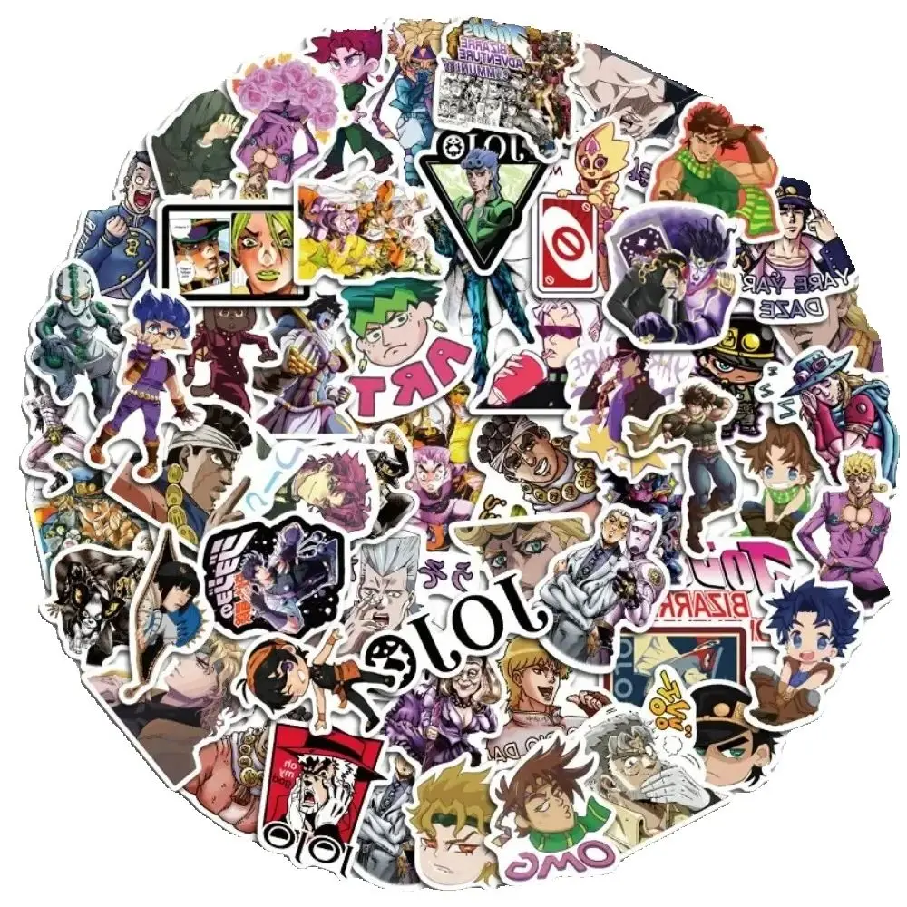 Autocollant de décoration étanche pour ordinateur portable, 50 pièces, dessin animé doodle Jojo aventure route