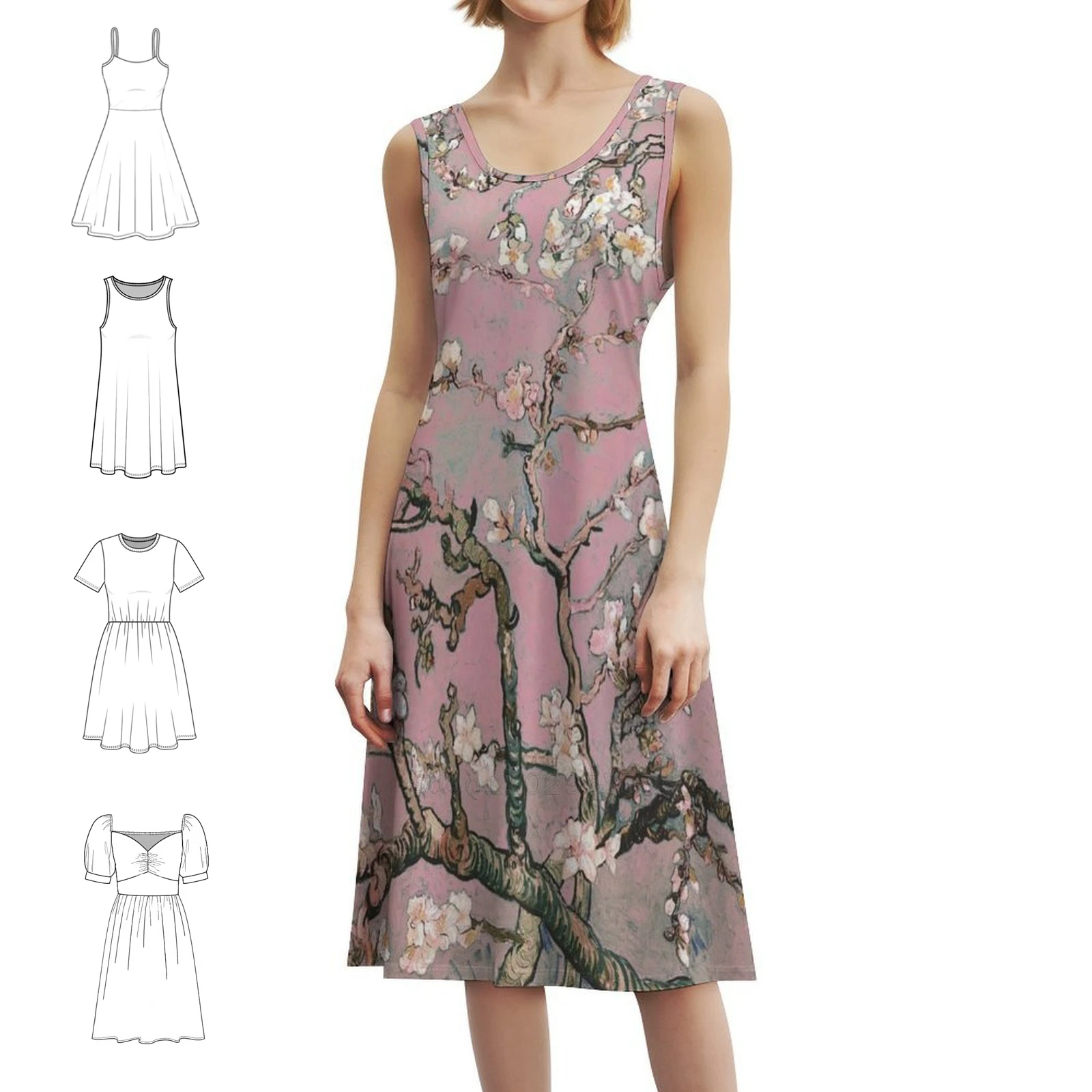 

Almond Blossom-Vincent Van Gogh (розовое пастельное) платье-халат с цветочным принтом для женщин, весенне-летнее повседневное платье для вечеринки, миндальное дерево