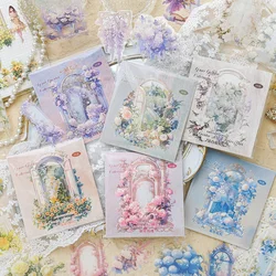 Yoofun 30pcs/pack Flowers Window PET Sticker Collage Junk Journal DIY Scrapbooking Supplies Aesthetics Decor Sticker