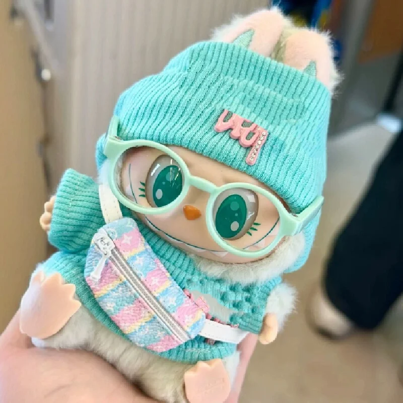 ملابس فقط بدون دمى لملابوبو الجيل الثاني والثالث الأول من ملابس أطفال لابوبو، حقيبة كروس خضراء تحريك على شكل قلب هدية