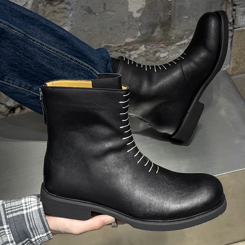 

Men Business Chelsea Boots Men Work Boots High-top Shoes British-style Retro Ankle Boots Training Shoes Sizes 38-46