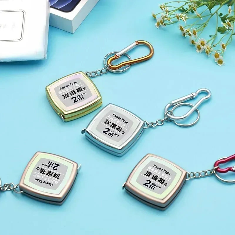 2M Retractable Measure Tape Mini Portable Tape Meter Keychain Construction Tools Roulette Measuring Instruments Woodworking Tool