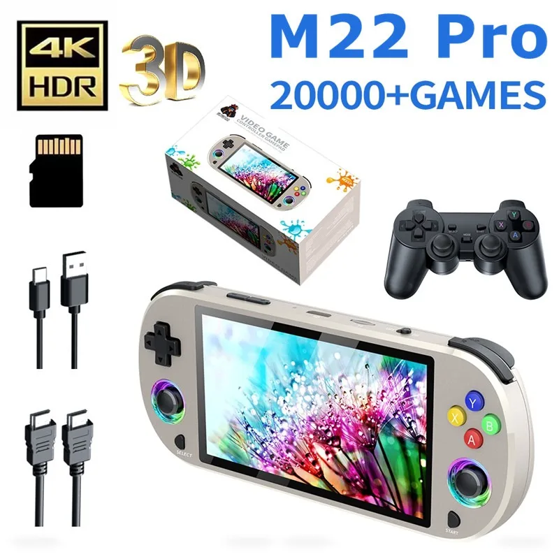 M22 Pro Retro Handheld Game Console 5.0″ HD 1920*1080 IPS Display Support LINUX/ Emelec 4.3 for PSP Portable Pocket Video Player