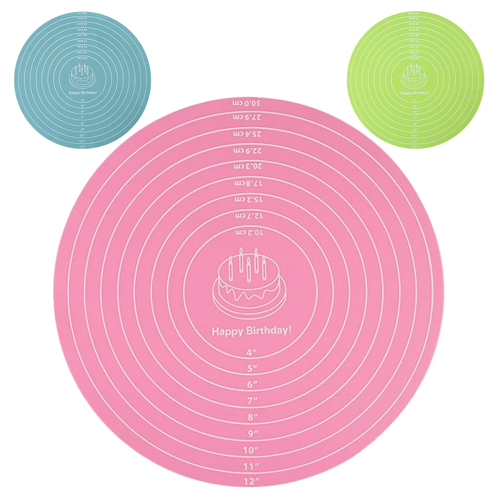 

3 Pcs Cake Non-slip Silicone Mat Dough Pastry Silica Gel Round Multi Purpose Baking