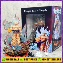 Dragon Ball 33cm Son Goku Figure Ultra Instinct Anime Figures Led Light Figurine Pvc Statue Collectible Model Decor Gift Toys