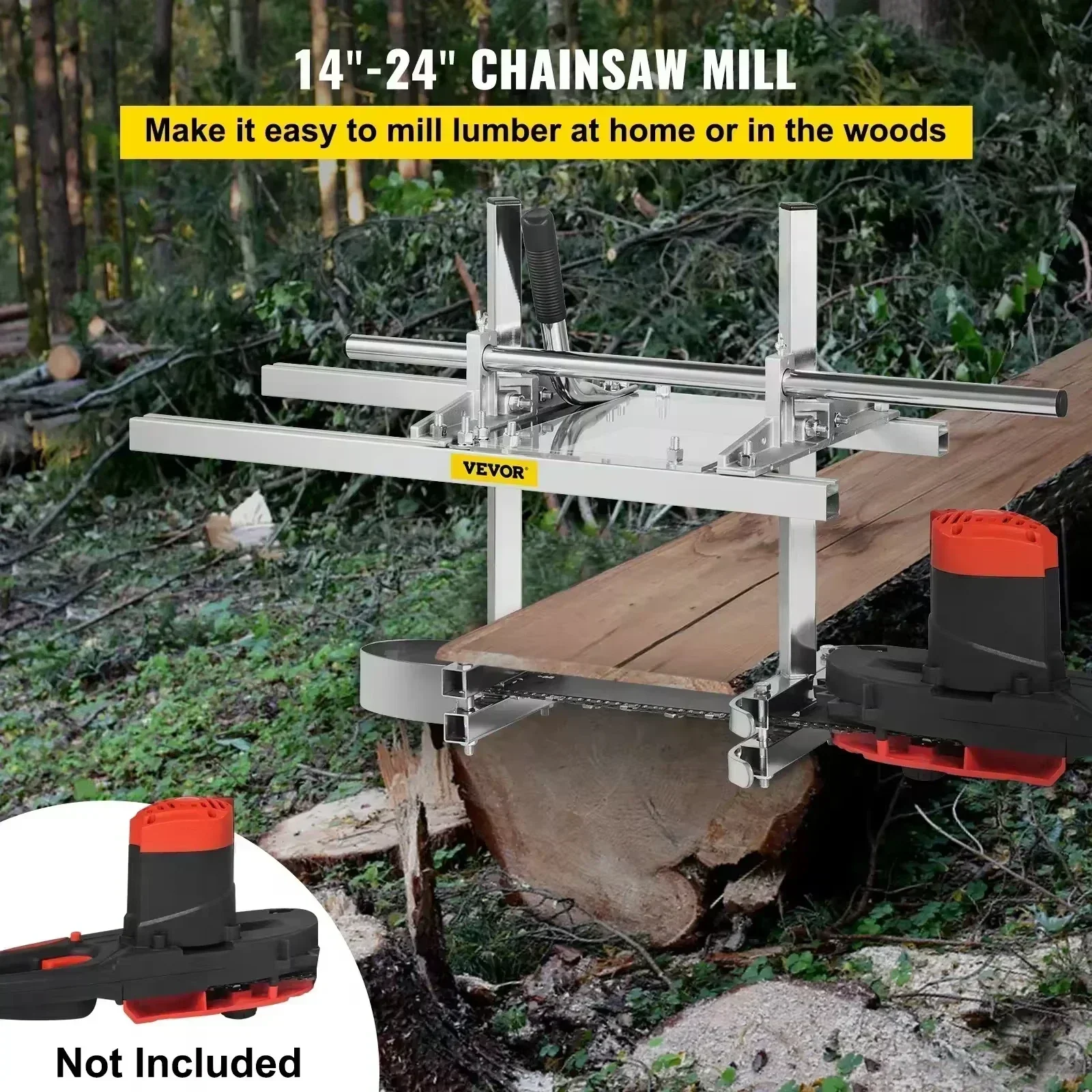 VEVOR Chainsaw Mill Attachment 14-24 Inch Portable Chain Saw Mill Aluminum Steel Chainsaw Milling Planking Welding Saw Mill