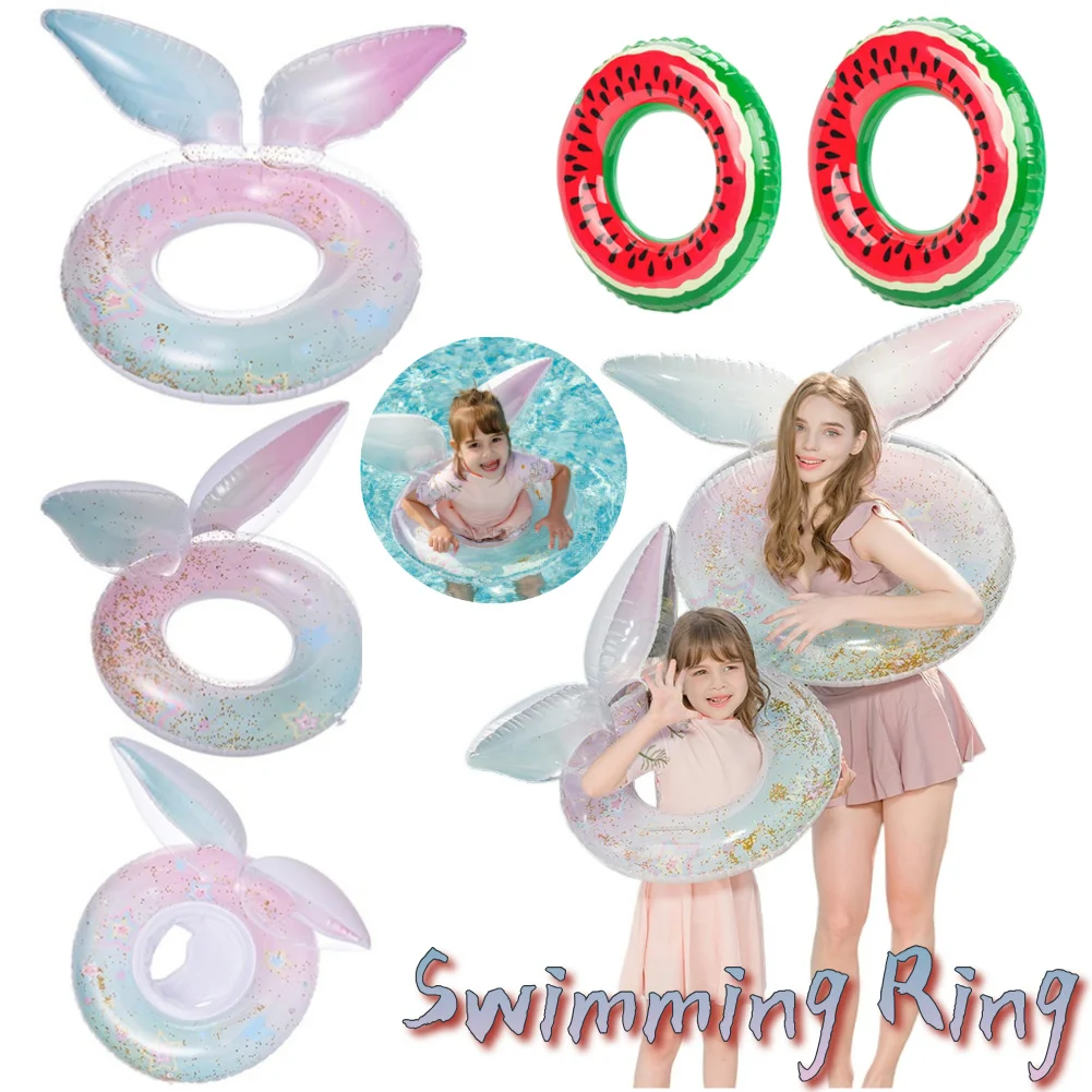 Summer Mermaid Tail Confetti Sequin Swimming Ring Pool Floaties Swim Tubes Rings Beach Swimming Party Toys for Kids and Adults