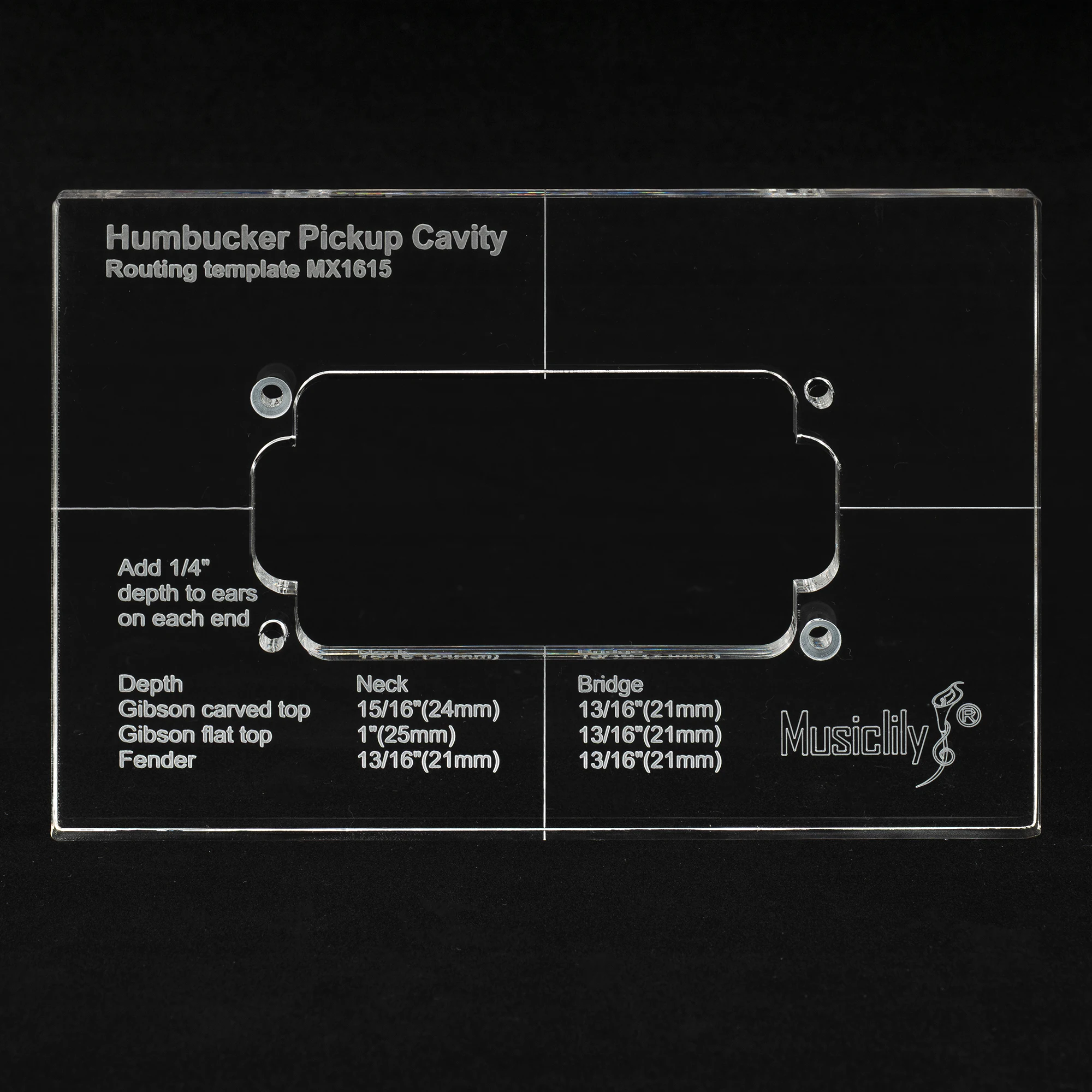 Musiclily Pro CNC Accurate Acrylic Humbucker Pickup Routing Template for Electric Guitar