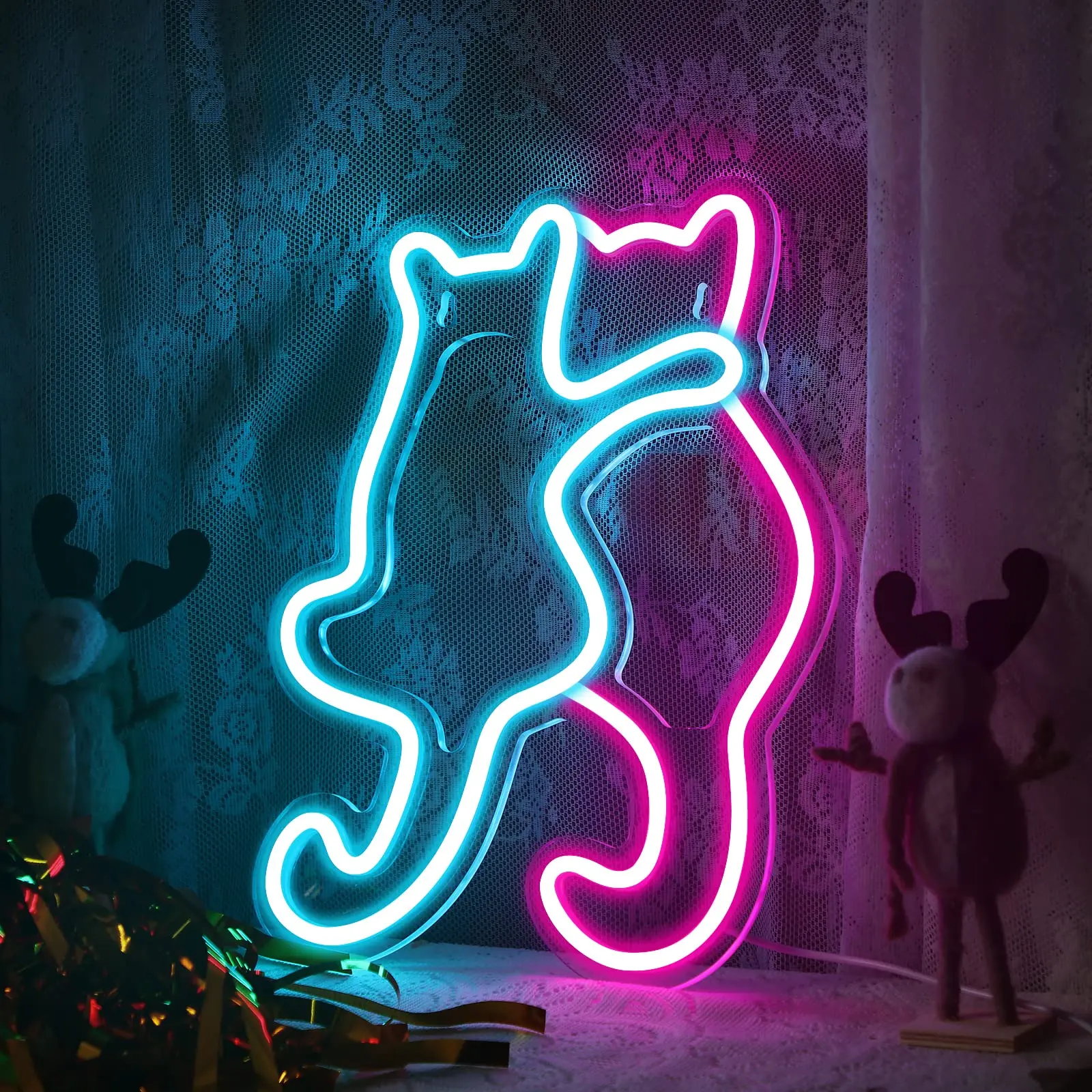 Cute Cat Neon Signs LED Neon Light Sign Animal  USB Decorative Lights for Wall Art Decor Party Birthday Kids Room Party Bar