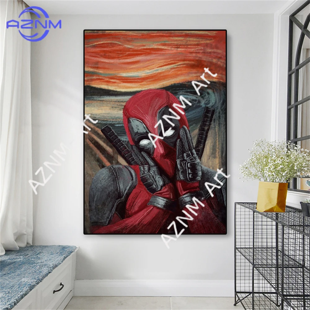 Funny Superhero Movie Poster Deadpool Prints Canvas Painting