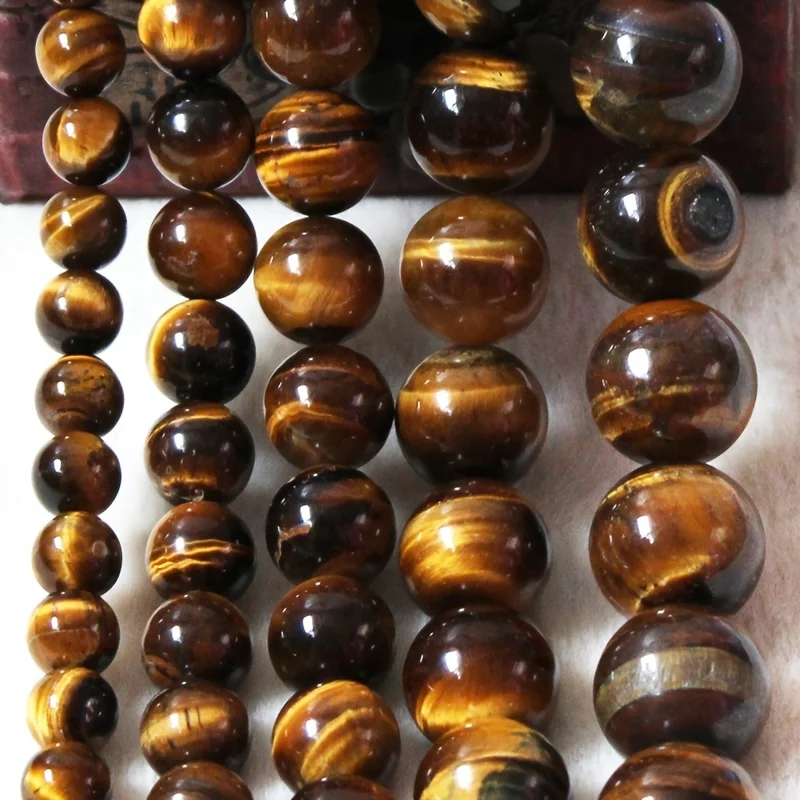 Naturstein Echte Gelbe Tigerauge Stein Perlen Runde Lose Spacer Perlen für Schmuck Machen DIY Armband Halskette Zubehör 15" – Detail 12