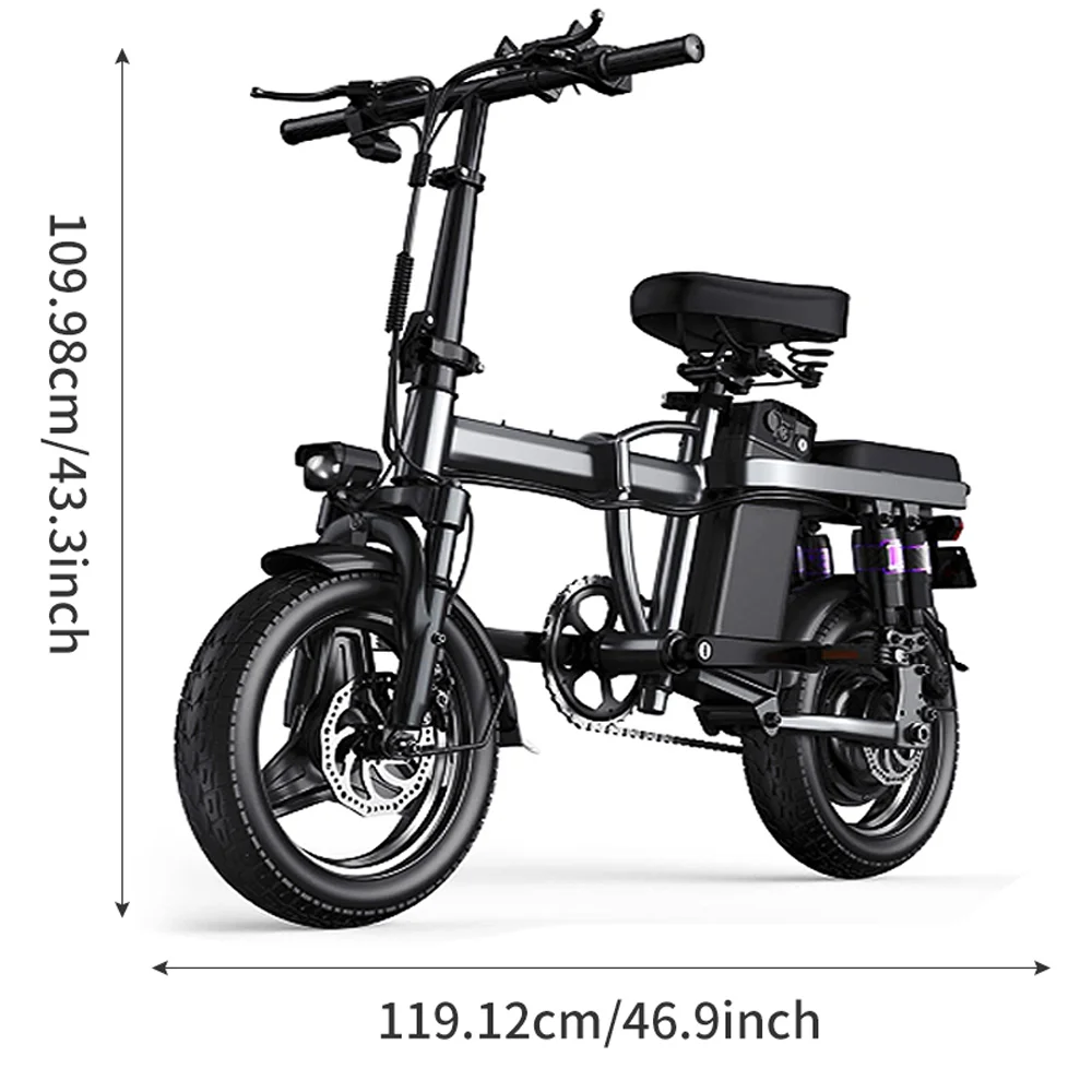 Electric Bike Folding Ebike For Adult Urban Commuting Battery 48V 13AH Ebike With Passenger Seat 20MPH Fast E-Bicycle Bike