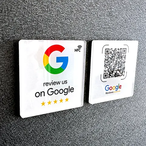 Customize Google Sign with QR Code, NFC Business Plate Decoration, Double-Sided Tape, It can be pasted, Scan positive, Customize