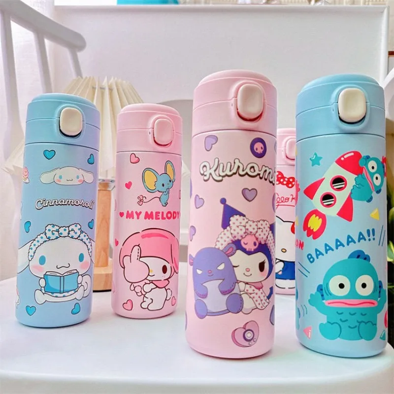 420ML Sanrio Thermos Mug 304 Stainless Insulated Water Cup Travel Water Bottle Kuromi Pochacco Student Water Cup Birthday Gift