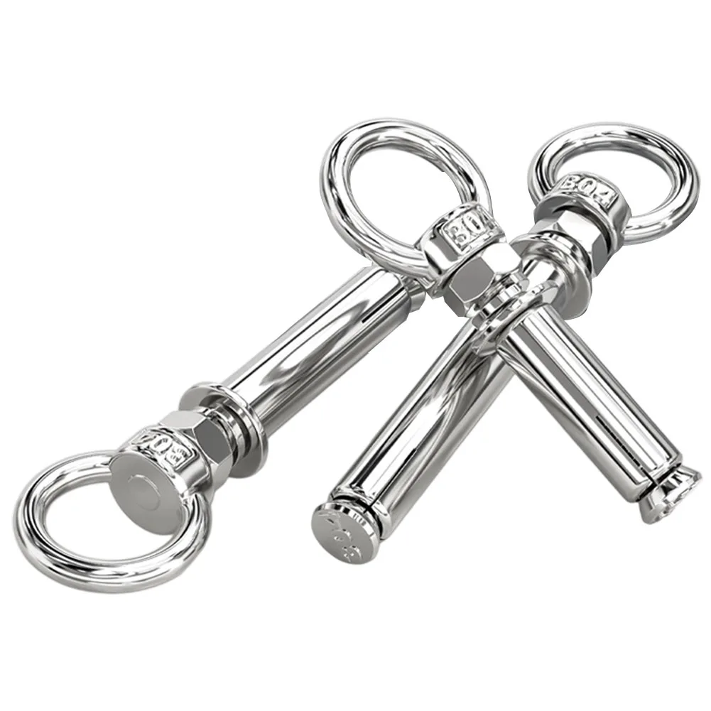 Silver Expansion Bolt Eye Screw With Ring Wall Anchor 304 Stainless Steel 50mm 100mm 150mm Length For Heavy Load Hanging In Wall