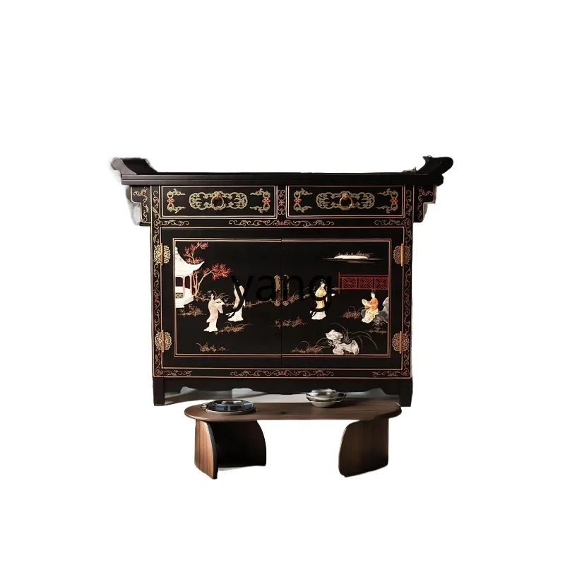 

LH new Chinese-style porch cabinet foyer hand-painted decoration classical dining side cabinet inlaid furniture