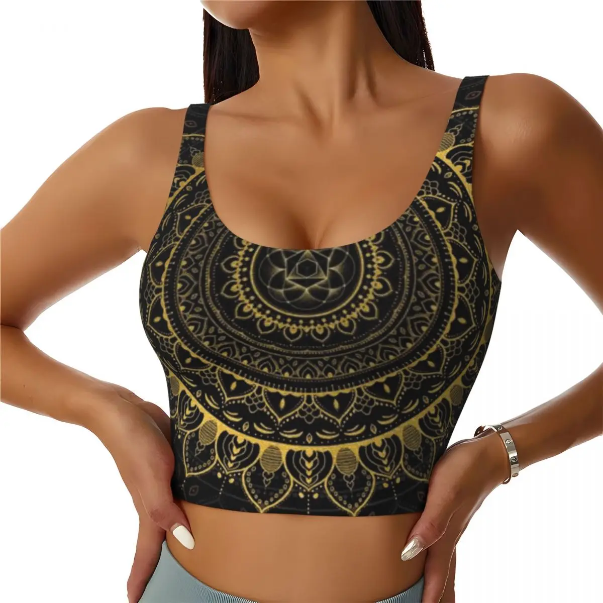 Seamless Workout Top Gold Zen Mandala 9 Hiit Workout Cross Back Tank