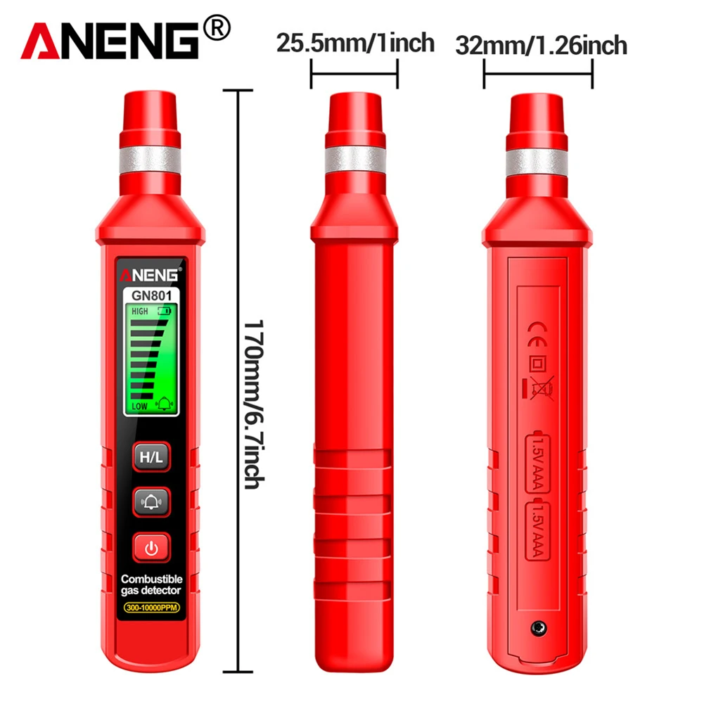 Combustible Gas Detectors Portable Gas Leak Detector 300-10000PPM Gas Sniffer LCD Display Sound Alarm Gas Tank Leak Test Tool