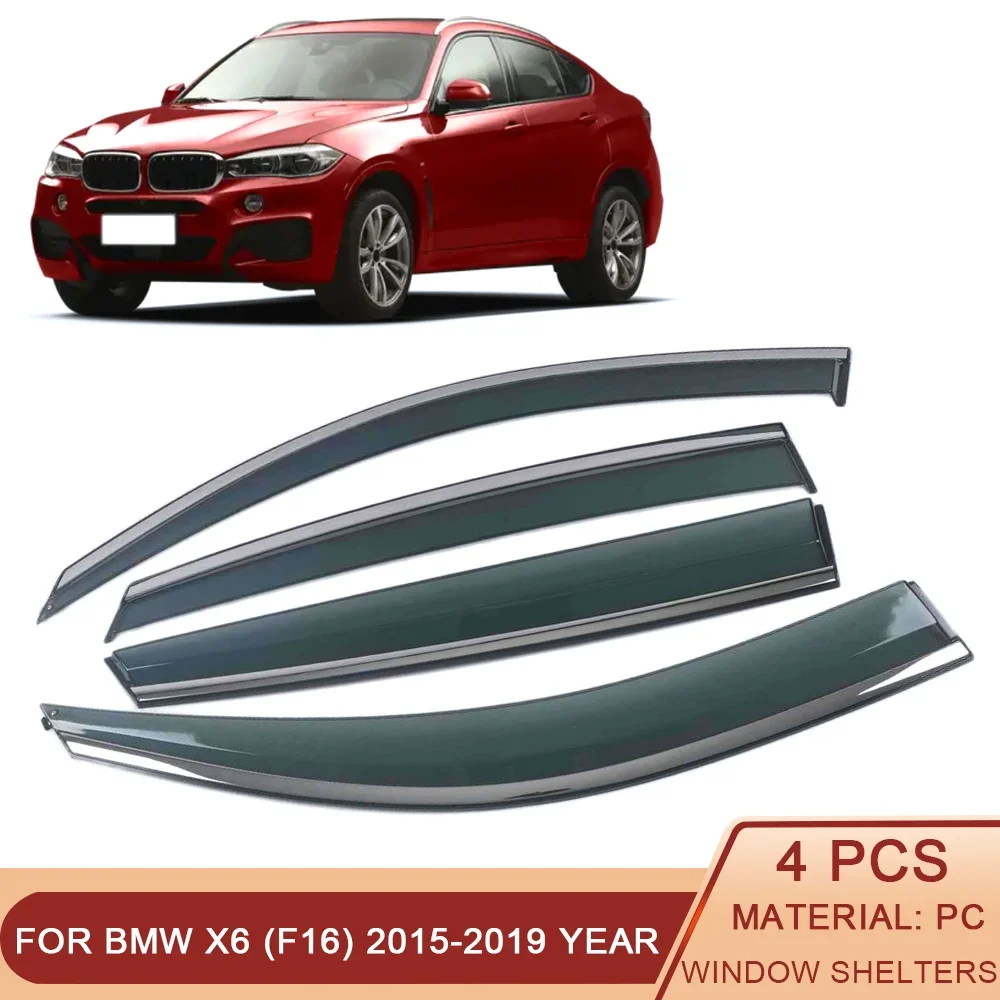 

For BMW X6 (F16) 2015-2019 Car Window Sun Rain Shade Visor Shield Shelter Protector Cover Frame Sticker Exterior Accessories