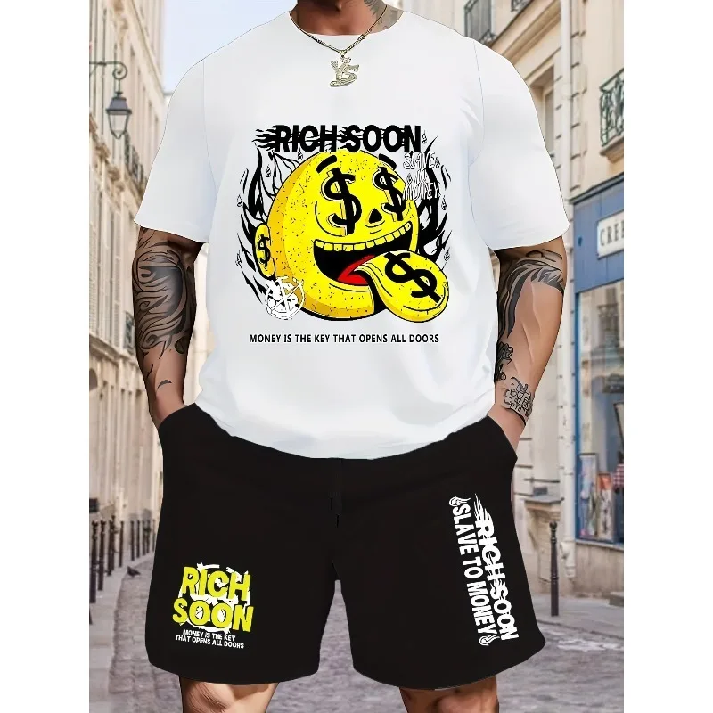 

Летняя модная тенденция 2025 года, забавная мужская повседневная футболка с 3D узором для занятий спортом на открытом воздухе, уличная уличная футболка из полиэфирного волокна, комплект с шортами