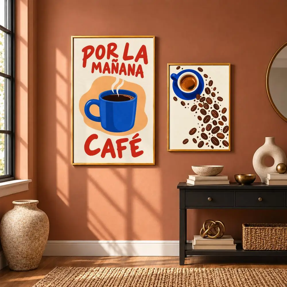 Morning Coffee Quote Poster Art Wall Stickers & Self-Adhesive Decals for Home, Bedroom & Living Room