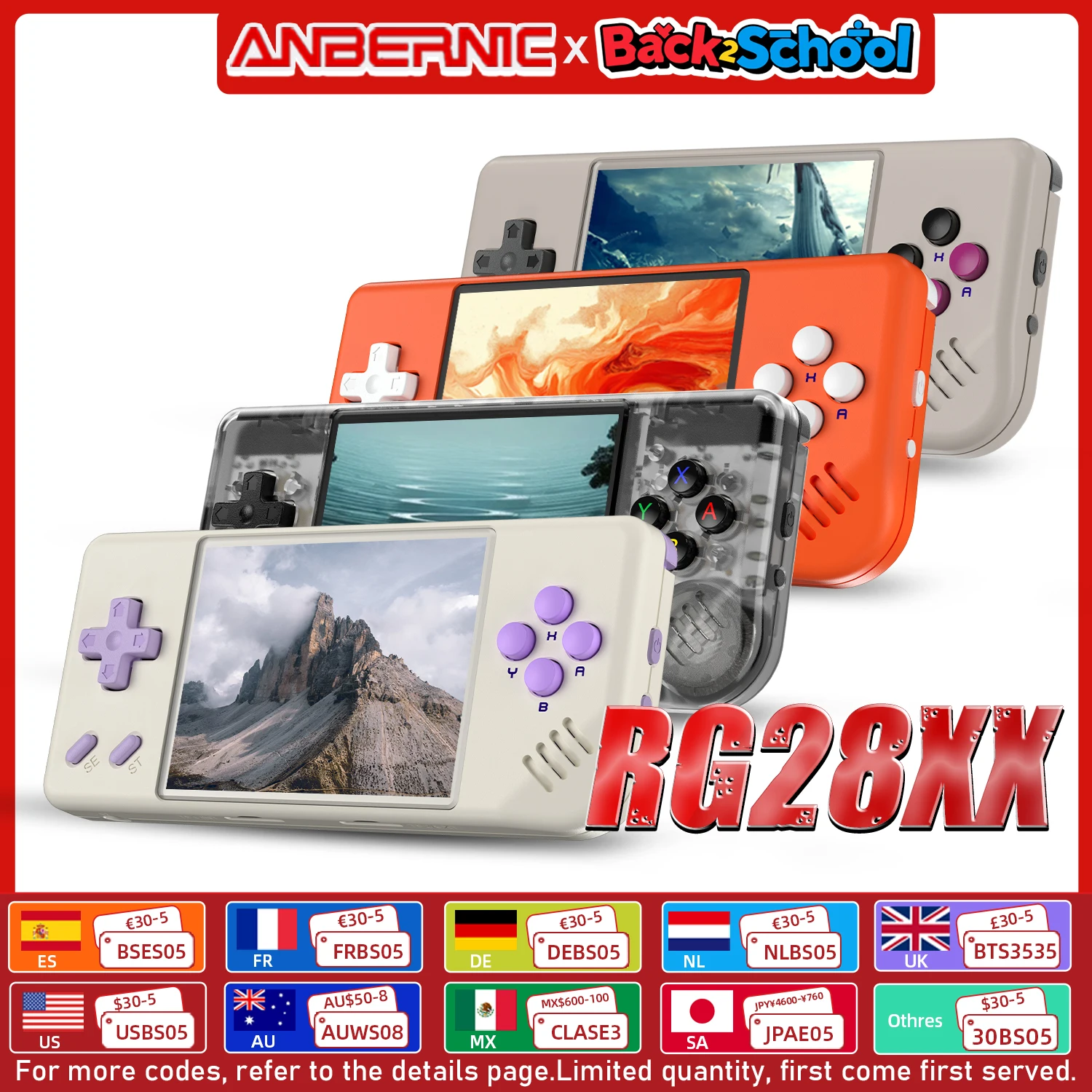 ANBERNIC RG28XX Retro Handheld Game Console 2.83-inch IPS Screen Linux OS Built-in 3100mAH Battery 64G TF Card 5516 Games