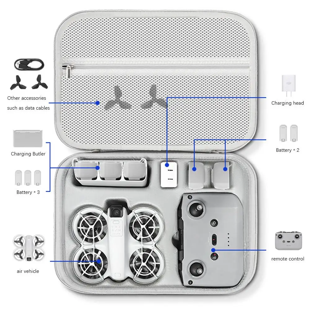 ل Dji Neo الطائرة بدون طيار حقيبة التخزين الصلب حمل حالة رمادي المحمولة حقيبة يد حقيبة كتف التحكم عن بعد شاحن بطارية الملحقات