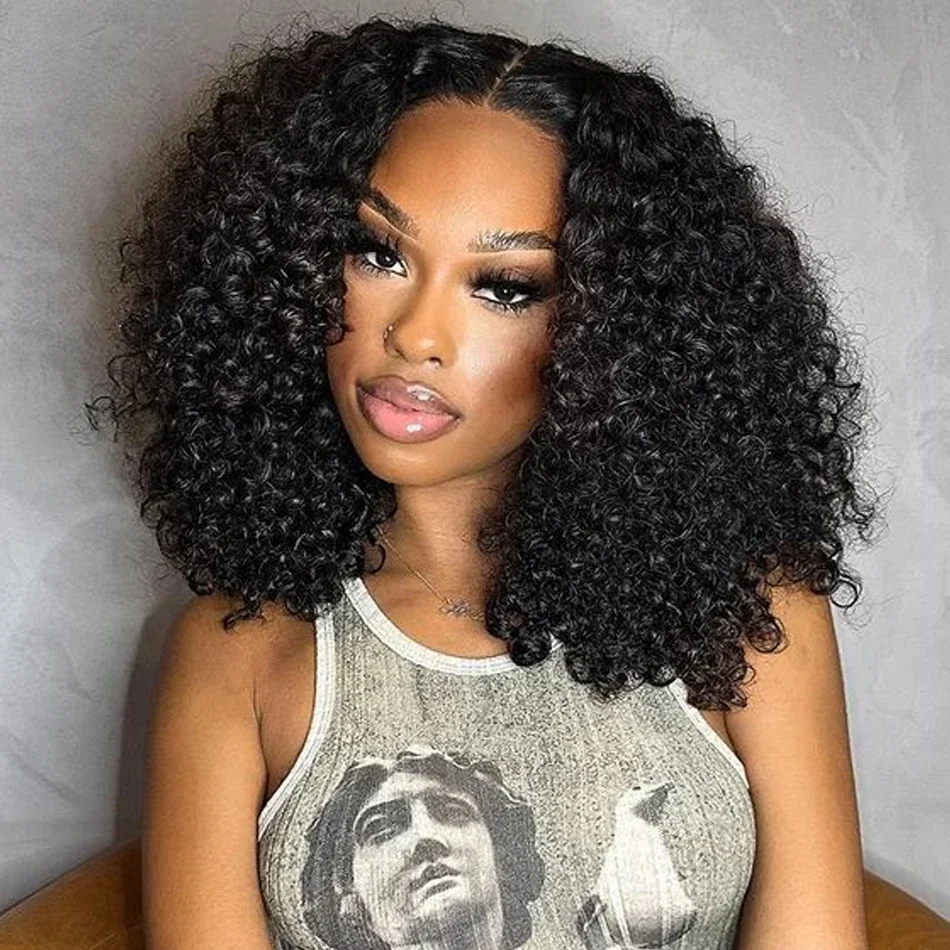 13X4 Short Bob Wig Brazilian Water Wave Lace Frontal Human Hair Wigs for Women Perruque Cheveux Humains Deep Curly Hair