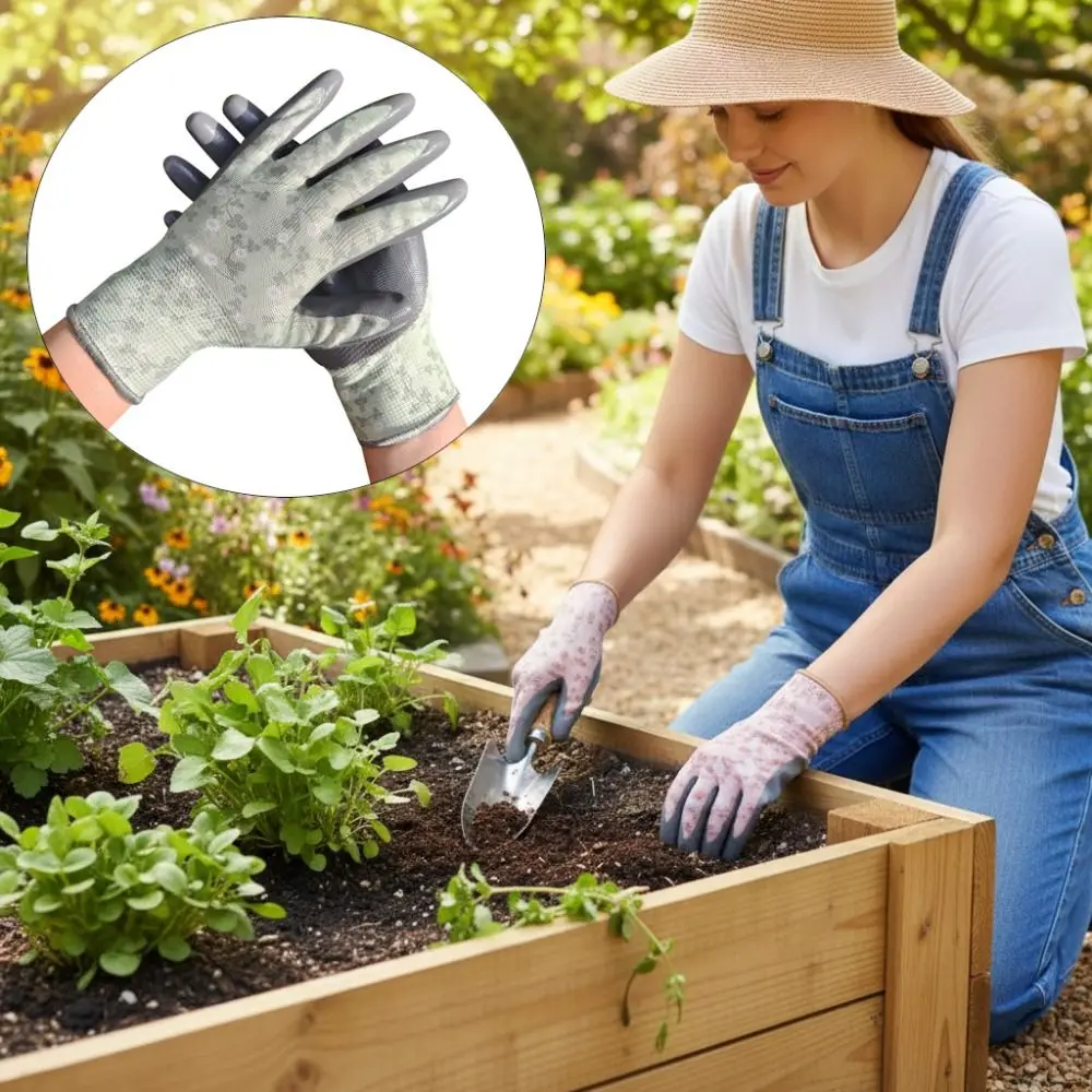 Floral Pattern Gardening Gloves Breathable Anti Prickling Work Gloves Comfortable Multi-purpose Labor Protection Gloves