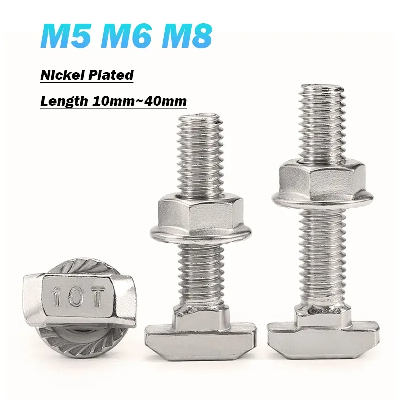 M5 M6 M8 Eu Standard 20 30 40 45 Series T Shaped Hammer Bolt Aluminum profile accessories T Shaped Bolt Nut + Flange Nut