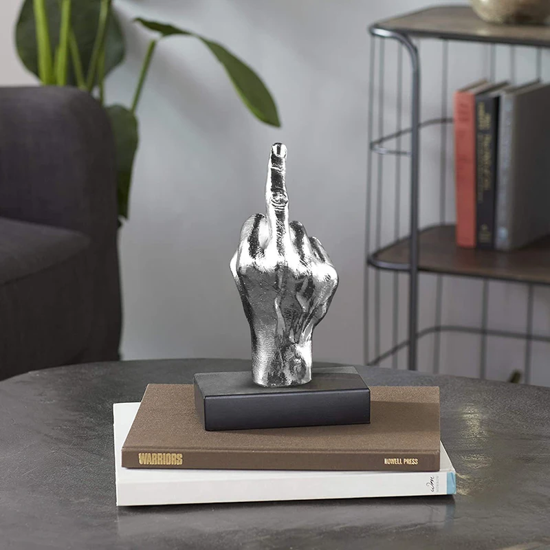 Resin Ornaments Of Middle Finger Statue Upright Middle Finger Arts Crafts Desktop Gesture Figurine Sculpture Living Room Dec