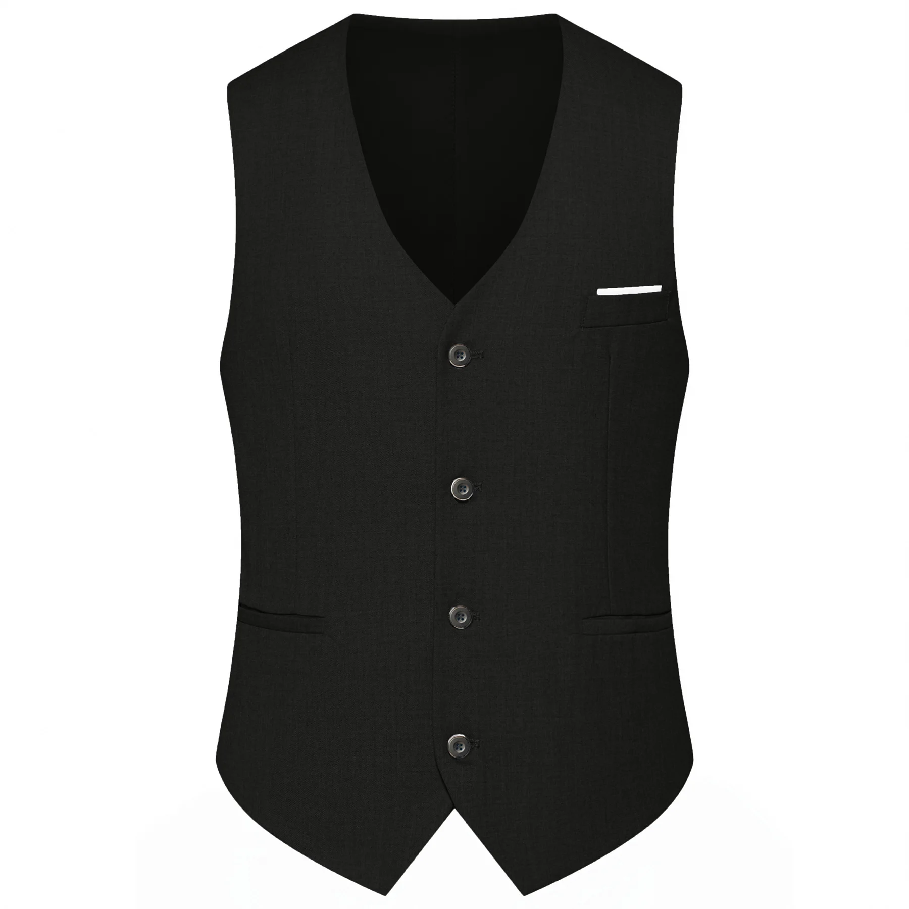 Men Business Gentleman V Neck Slim Fit Groomsman Waiter Vest / High-quality Urban Slim Solid Color Suit Waistcoat