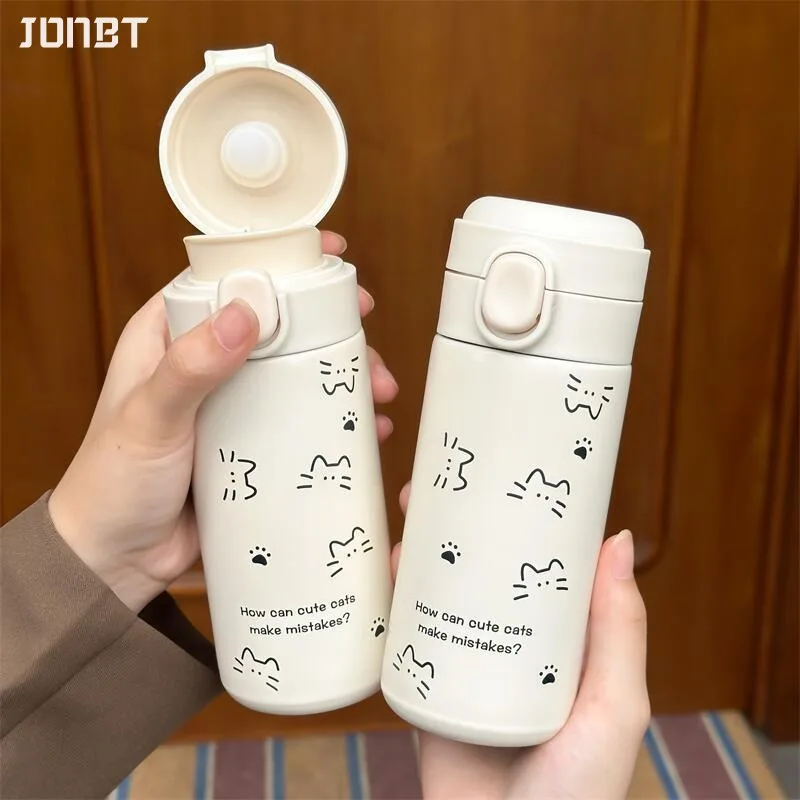 

Cute Cat Thermal Water Bottle For Girls Kids Portable Bullet Cover Hot and Cold Stainless Steel Thermos Coffee Cup Drinkware