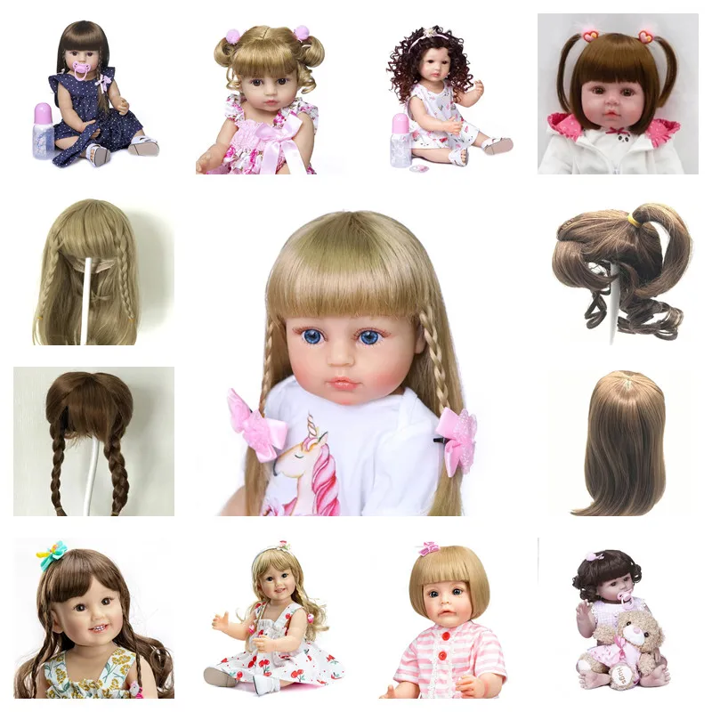 Fit For Doll Head Circumference 32cm To 36cm Silicone Reborn Baby Doll Hair Wig Curly Brown Golden Hair for BJD doll Reborn Doll