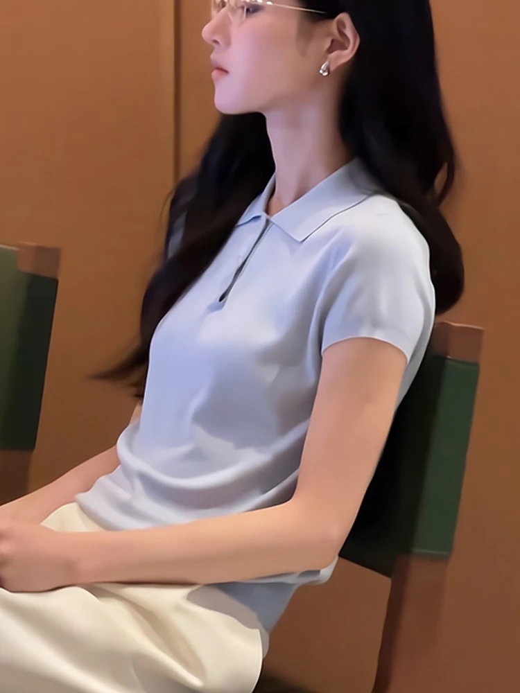 

Удобная, приятная к телу футболка из трикотажного ледяного шелка с коротким рукавом, модного цвета, летний топ в корейском стиле, стандартный крой