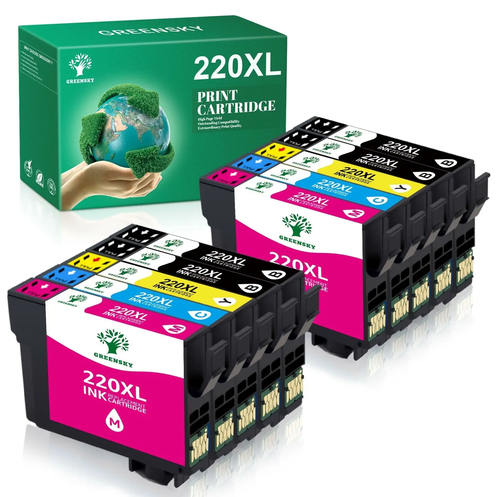 10 PK T220XL Ink For Epson 220 XP-320 XP-420 XP-424 WF2630 WF2650 WF2660 WF2750