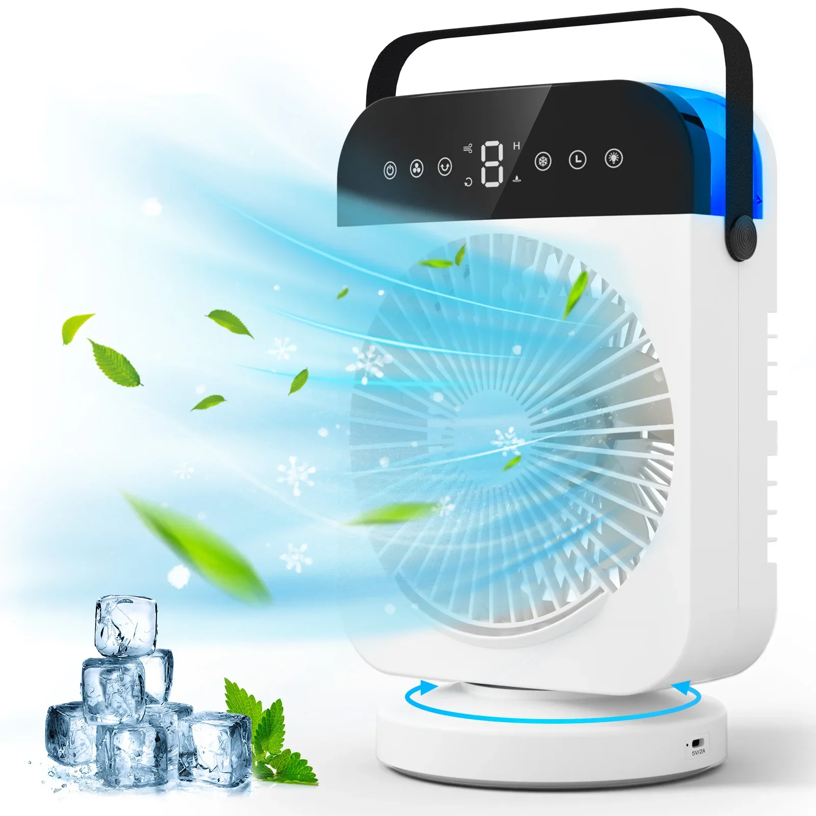 Ventilador humidificador portátil, aire acondicionado, USB, 4 velocidades, pulverizador de niebla, refrigeración de escritorio, Enfriador de aire pequeño para oficina