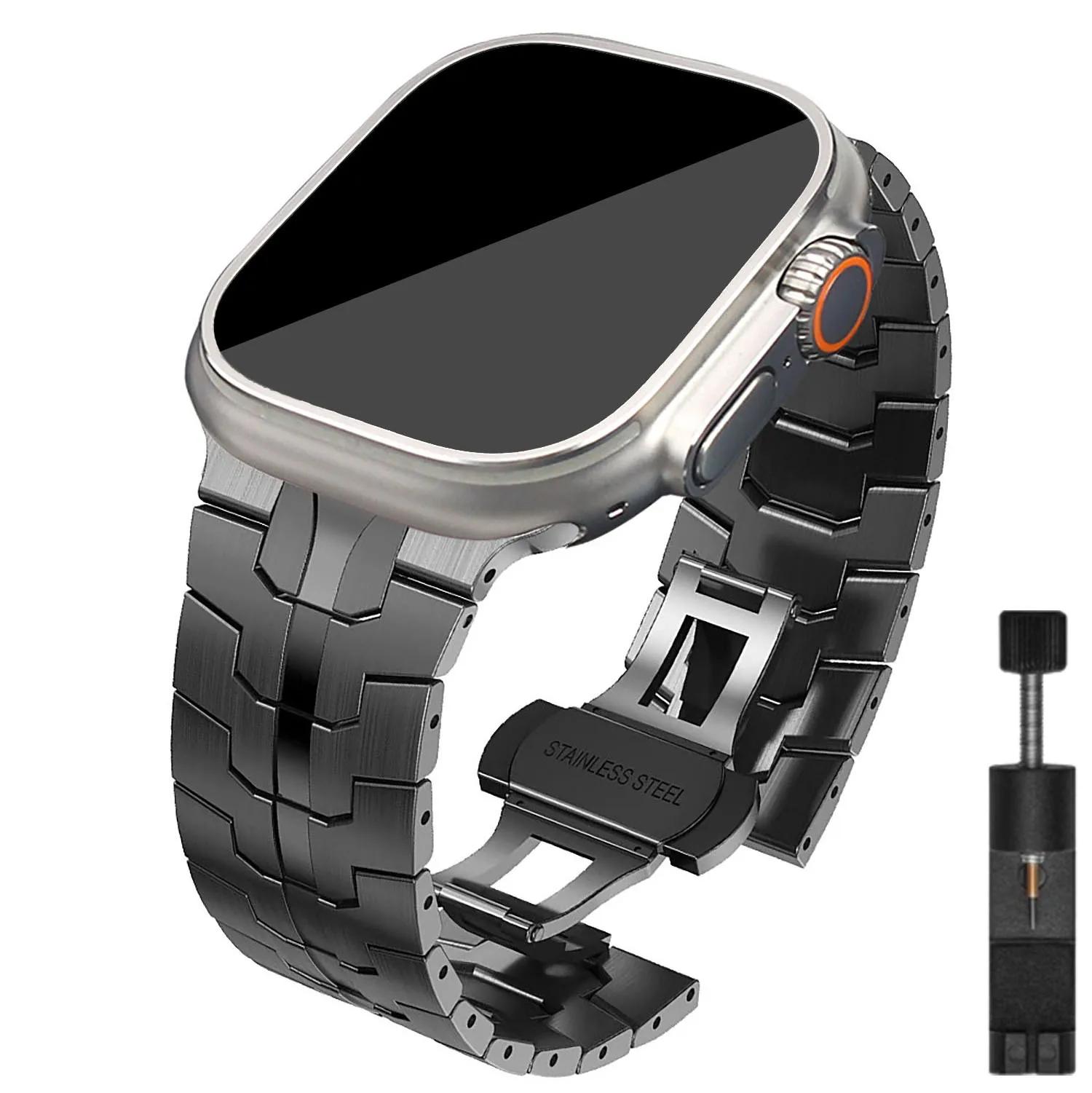 Titanium Color Strap For Apple Watch Ultra 2 49mm 9 8 7 45mm 6/5/4/3 44mm Luxury Metal Band Stainless Steel Bracelet iWatch 42mm