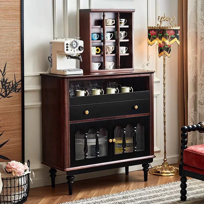 

Nordic solid wood sideboard, American vintage, integrated kitchen, living room, French vintage storage, wall-to-wall tea storage