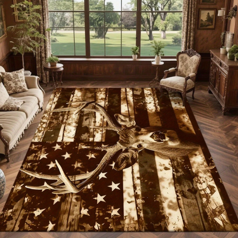 Lighting Home Decor Products - سجاد بنمط قرون الغزلان وعلم أمريكا.