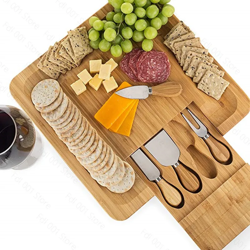 Drawer tray knife set Bamboo cutting board Spot household cheese cutting board set