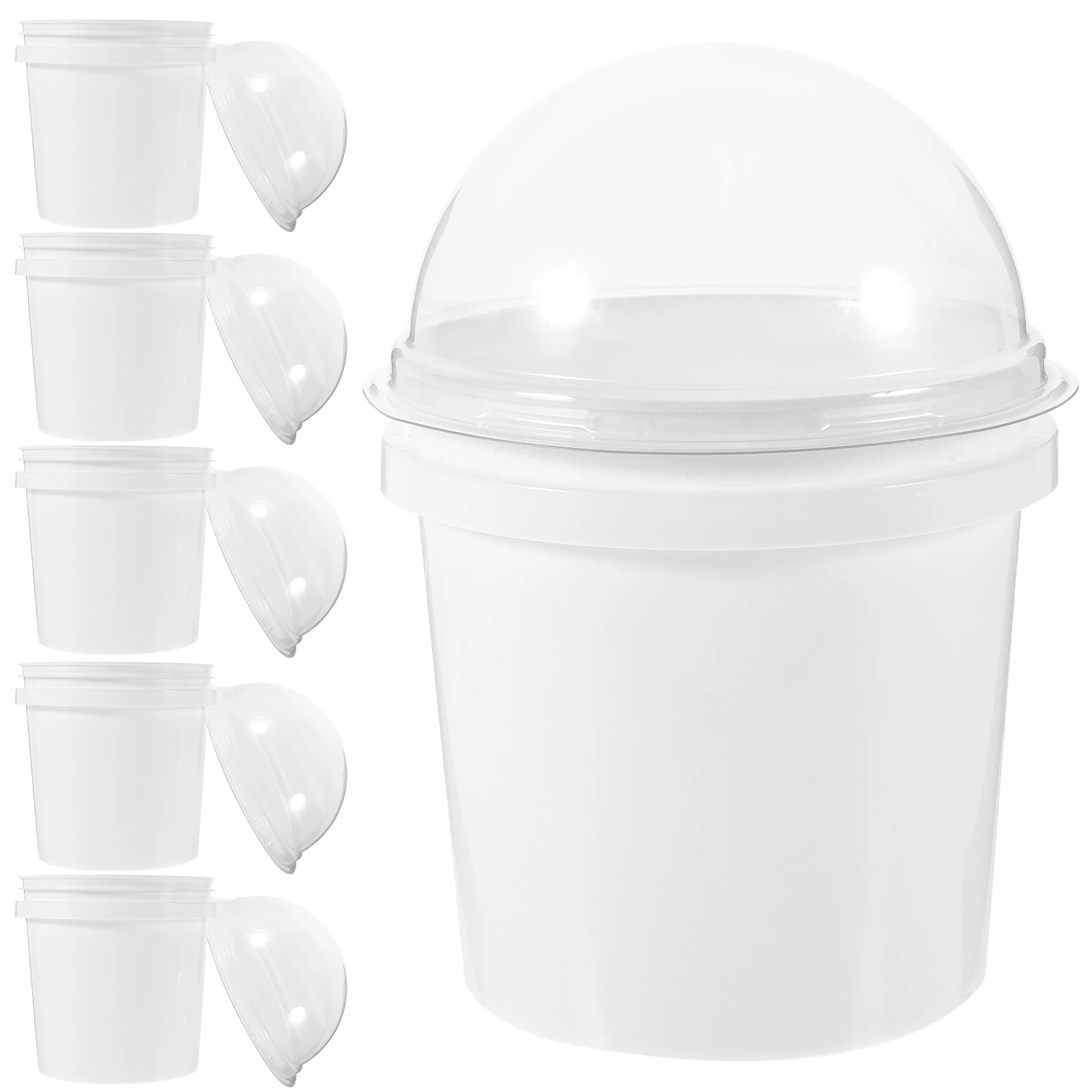 

6 Pcs Snacks Popcorn Buckets Reusable 1L Transparent Dome Lid Food Grade Plastic Large Popcorn Yogurt Containers Ice Cream
