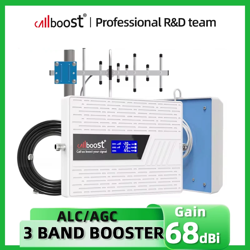 Callboost 부스터 리피터 안테나 풀세트 트라이 밴드 Band8/3/1 900/1800/2100 증폭기 GSM WCDMA UMTS LTE 900Mhz 1800MHz 2100MHz